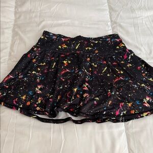 SHEIN Black Skater Skort with Colorful Floral Print
